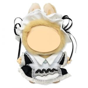 Tenue de soubrette labubu noire et blanche, 2 PCS Accessoires pour 10cm Poupées，1 coiffe + 1 jupe à bretelles(Ne Contient Pas de poupées) (SONG YANCHUN DE DIAN, neuf)