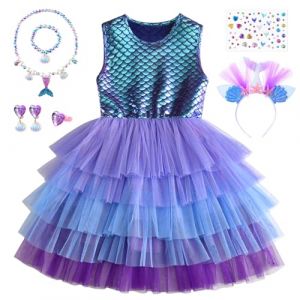 Deguisement Sirene Fille, Déguisement Ariel la Petite Sirène, Robe de Princesse avec Accessoires de Sirène pour Enfant Fille, Anniversaire Fete Halloween Carnaval Cosplay 2-7 Ans (NIKLAVS TOMSONS, neuf)