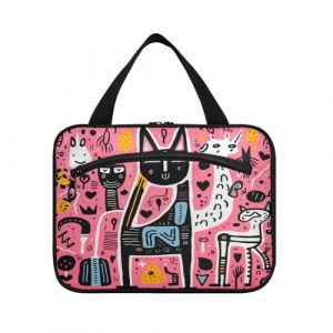 Linnyio Joli Cheval Rose Doodle Trousse de Toilette de Voyage Suspendue Maquillage,Grande Capacité Pliable Rangement Sacs de Lavage pour Femmes Filles (Linnyio, neuf)