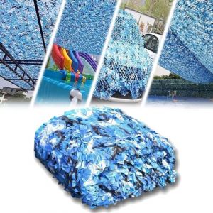 Filet de Camouflage Bleu Renforcé,4x3m 3x5m 6x4m 5x12m Filet Camouflage Militaire Grande Taille Voile Ombrage pour Chasse DéCoration Camouflage Photographie AnimalièRe Terrasse Protection Jardin (WIHHLI, neuf)