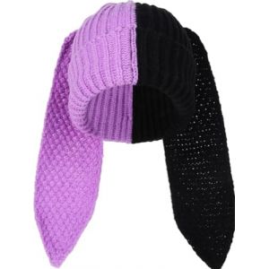 YEKEYI Bonnet tricot&eacute; mignon lapin longues oreilles dr&ocirc;le chapeau lapin hiver casquette chaude t&ecirc;te de mort chapeau de ski, noir/violet, Taille unique (YEKEYI-FR, neuf)