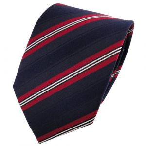 cravate en soie bleu fonc&eacute; marine rouge noir argent ray&eacute; - cravate pure soie (TigerTie GmbH & Co. KG, neuf)