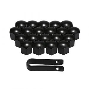WeddHuis 20 Pièces Cache Ecrou 17mm, Cache Boulon 20+1pcs, Cache Boulon Jante, Capuchons Protection Hexagonal pour écrous de Roue, avec Outil Demontage |Noir-17mm (liuhangchengdianpu, neuf)