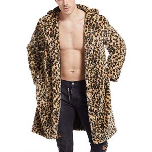Manteau en Fausse Fourrure imprimé léopard pour Hommes Veste en Fourrure synthétique pour Homme Manteau d'hiver Manteau Parka Homme Hiver Chaud Fourrure Pardessus Leopard Grande Taille Blousons (GMGM  (Économisez 50% sur 1 des 2 articles), neuf)