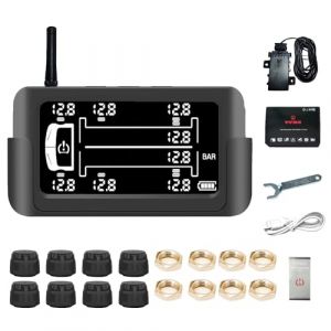 Système de surveillance de la pression des pneus, système de surveillance solaire sans fil TPMS avec 8 capteurs TPMS externes, 6 modes d'alerte, système d'alarme de voiture de détection en temps réel (divinge, neuf)