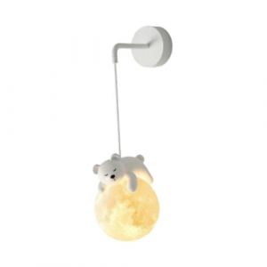 Ronyme Suspension pour Chambre d'enfant, Lampe Boule laiteuse Blanche, Lampe 3D Lune Moderne, Suspendue de Dessin anim&eacute; pour Chambre de Fille ou de, Ours (praskueu, neuf)