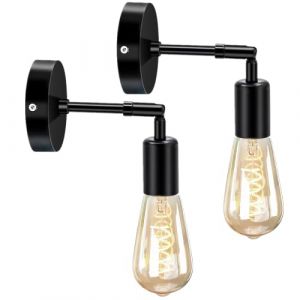 2pcs Applique Murales Industrielle,Noir Lampe Murale en Métal Luminaires Applique Intérieure Éclairage Mural sans Ampoule pour Salon,Chambre à Coucher,Salle de Bains. (Dingcheng, neuf)