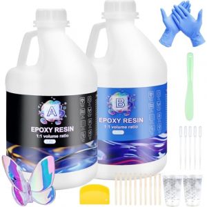Ghguole Resine Epóxy,4.5 L Kit Resin Epóxy Transparente et Durcisseur 1: 1 Ratio Revêtement pour Bois,DIY,Créations Artistiques,Fabrication Bijoux,Table,Décoration (Fansticky, neuf)