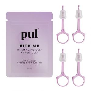 PUL Outil à mâcher et outil de retrait PUL 2 en 1 avec aligneur transparent - Violet | Chewie orthodontique + Remover Combo | Accessoire dentaire hygiénique, réutilisable et sans BPA pour Invisalign (Pul Technologies LLC, neuf)