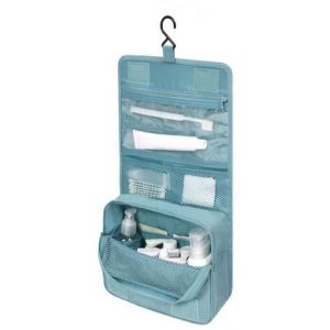 Trousse De Toilette Originale Femme Le-Globe-Trotteur Fleurs Bordeaux Pliable Imperméable Avec Poignée De Transport Pour Produits Beauté Et Douche (Bleu Ciel) (PJSshop, neuf)