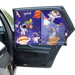 Hianjoo Pare Soleil Fenêtre de Voiture pour Bébé avec Magnet, Protection UV Rideaux Fenêtres pour Enfants avec Joli Motif de Espace, Bleu Foncé Espace (Anjoo Direct . FR, neuf)