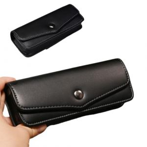 Narunii Étui à Lunettes Rigide en Cuir,Etui Lunette Peut Porter une Ceinture,Etui lunettes Portable Idéal pour les voyages et l'utilisation quotidienne (Noir) (dizekeji, neuf)