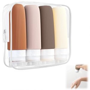 4 Pi&egrave;ces Kit Flacon Voyage Silicone, 60ml Flacon de Voyage, Kit Voyage Produit Toilette, Flacon Voyage Avion, Bouteille Voyage, Flacon Vide Voyage, Gourde pour Voyage en Avion, Format Voyage Produit (AnHuiTieWo, neuf)