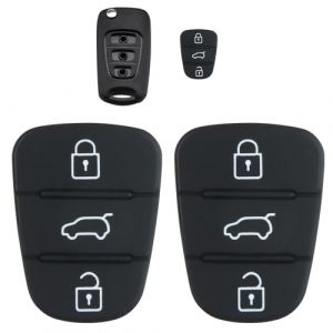 Lot de 2 Coque de Cl&eacute; Silicone pour Voiture - Compatible avec Jeep, Kia Sportage, Cee'd, Picanto, Rio et Hyundai i10, i20, i30, ix20, ix35 - T&eacute;l&eacute;commande avec 3 Boutons de Remplacement (XinWeiYi-FR, neuf)