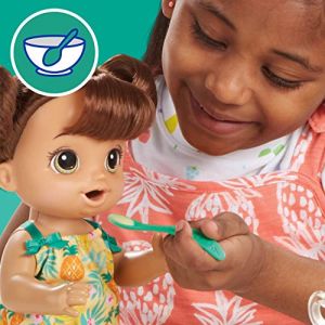 Baby Alive Magical Mixer Baby Doll Tropical Treat with Blender Accessories, Drinks, Wets, Eats, Brown Hair Toy for Children Aged 3 and Up (JoinMeli, neuf)
