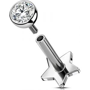 OUFER Body Piercing Piercing labret en titane pour h&eacute;lix 16 g avec zircone cubique transparente 5/6/8/10/12 mm Helix Tragus Conch Lip Labret Piercing Stud Bar Jewellery (OUFER Body Piercing, neuf)