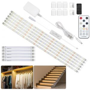 Hoobabuy Ruban LED Blanc Chaud 3 Mètres, Bande Lumineuse Sous Armoire de Cuisine Kit d'Éclairage LED avec Télécommande RF pour Vitrine, Cuisine, Bureau, Étagère, Placard, 2700K (Hoobabuy FR, neuf)