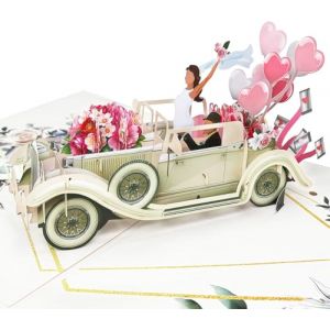 YianHien Carte de mariage, voiture de mariage, carte pop-up 3D, pour mariage, lune de miel, anniversaire, Saint-Valentin, cadeau de mariage romantique pour couple de mari&eacute;s, emballage cadeau d'argent (zsjssd, neuf)