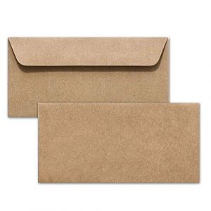 Lot de 250 enveloppes en papier kraft - DIN long - Marron, écologiques, vintage - Fermeture adhésive - 11,4 x 22,9 cm - Sans fenêtre, en papier recyclé - Enveloppes vintage en matière 100 % naturelle (GUSTAV NEUSER GmbH, neuf)