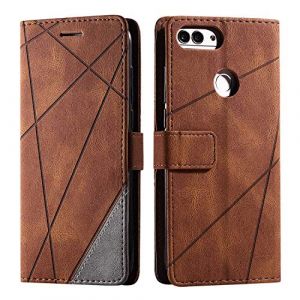 SONWO Coque pour Huawei P Smart 2018 / Huawei Enjoy 7S, Etui en Cuir PU Portefeuille Housse Fermeture Magnétique und Flip pour Huawei P Smart 2018 / Huawei Enjoy 7S, avec Fermeture Magnétique, Marron (SONWO EU STORE, neuf)