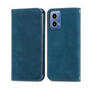 YUEQIAN Coque pour Motorola Moto G34 5G / Moto G45 5G Case, Cuir PU R&eacute;tro Folio Rabat Portefeuille Etui, avec [Fente Cartes] [Support] [Fermeture Magn&eacute;tique] Antichoc Housse, Bleu (YUEQIAN-EU, neuf)