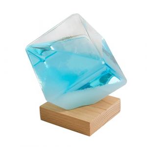 Fulenyi Prévisions météorologiques en verre tempête | Grand prévisions météo en cube | Baromètre liquide élégant et pratique pour mariage, salon, bureau (amste, neuf)