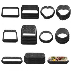 Keboyoe 20pcs Cercle a Tarte Perfor&eacute; en Plastique Moules &agrave; G&acirc;teaux Ronds,Ovales,Carr&eacute;,Rectangulaire,Coeur Anneau &agrave; Tarte de P&acirc;tisserie de P&acirc;tisserie Perfor&eacute;es Moule Tartelette pour Dessert,G&acirc;teaux (Yingcen, neuf)