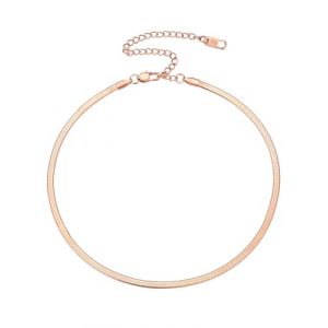 PROSTEEL Cha&icirc;ne Courte Femme Collier Plaqu&eacute; Or Rose Ras de Cou 38cm/47cm - Maille Miroir R&eacute;glable 3mm de Large (Prosteel Jewellery, neuf)