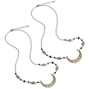 AUTSUPPL 2 pièces Chaîne de tête Cristal avec Pendentif Lune Creux Bijoux Vintage Bohème pour Femmes et Filles Accessoire de Coiffure Oriental Élégant (Sanacen, neuf)