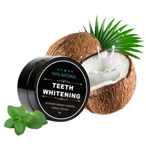 Poudre de blanchiment des dents blanches, 30 g, poudre de charbon actif &agrave; la noix de coco naturelle, blanchiment des dents, nettoyage des dents blanches, enl&egrave;vement des taches dentaires, dentifrice au (Orgrul, neuf)