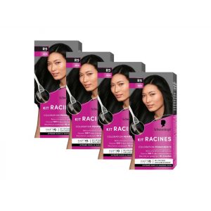 Schwarzkopf - Lot de 4 Kit Racines - Coloration Racines Cheveux Permanente - Enrichie d’une huile nourrissante - Couverture Cheveux Blancs - Retouche entre 2 Colorations - Noir R5 (PENNGUIN-FR, neuf)