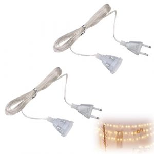 2PCS C&acirc;ble D'extension Transparent, Rallonges &Eacute;lectriques 5m Rallonge &Eacute;lectrique Transparente Rallonge Electrique Fil Plat C&acirc;ble d'alimentation Fin 220V pour Lanternes LED et Utilisation Ext&eacute;rieure (Zifukeji, neuf)