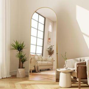 FEEOHOME Grand Miroir sur Pied 173x63 cm, Miroir Int&eacute;gral bomb&eacute; avec Cadre et Structure Peut &ecirc;tre Suspendu, pos&eacute; ou fix&eacute; au Mur, Miroirs dor&eacute; pour Salon, Chambre &agrave; Coucher, entr&eacute;e Or (TEERERYOU LIMITED, neuf)