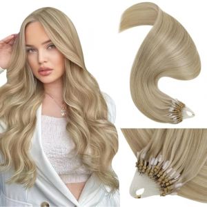 LaaVoo Extension Cheveux Naturel à Froid Blonde Balayage 45cm Extension Cheveux a Froid 1g Balayage Blond Platine Extension de Locks Cheveux Naturel Blonde 50g #16/22 (Laavoo, neuf)