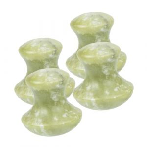TOPPERFUN 4 pi&egrave;ces Set de Outils Guasha Jade Vert pour Femme Massage Visage Yeux Cou et Corps Compact et Portable pour Soins de Peau et Relaxation Spa (Linuya, neuf)
