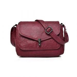 NICOLE & DORIS Sac Bandoulière Femme Imperméable Sacs D'épaule Multi-Poches Sac Epaule Rétro Sacs à Main Portés épaule en Cuir PU Sac Messenger Léger Sac Crossbody Bordeaux Classique (GUGGIARI S.R.L, neuf)