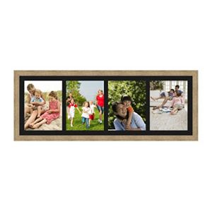 Cadres Photos p&ecirc;le m&ecirc;le multivues Noir 4 Photo(s) 25x33 Passe Partout, Cadre Photo Mural 109x38 cm Naturel Beige, 3.5 cm de Largeur (RK Cadres, neuf)