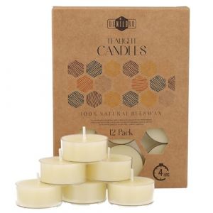 Bougie Cire d&rsquo;Abeille &ndash; Kit Bougie avec M&egrave;che 100% Coton &ndash; 4 h de Combustion &ndash; Lot de Bougies Votives (12) avec Plastique Recycl&eacute; &ndash; Bougies Chauffe-Plat &agrave; la Pure Cire d&rsquo;Abeille par Danilovo (DANILOVO, neuf)