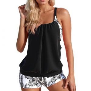 Maillot De Bain Femme 2 Pieces Shorty Tankini Grande Taille Ensemble Maillot De Bain Taille Haute Amincissant Swimwear Femmes Tankini Maillots de Bain Ensembles Taille 2 pi&egrave;ces Bikini (Tuydv, neuf)