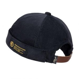 CLAPE Casquette de Montre en Coton décontractée Bonnet de Travail en Commando Bonnet en Velours Côtelé Docker Chapeau en Duvet de Léon Roulé, Noir / 54-60cm (Adjustable) (CLape, neuf)