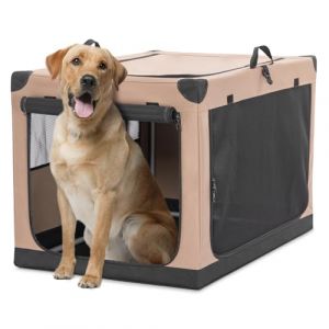Petsfit Cage pour Chien Pliable, Transport en Tissu avec Cadre en Aluminium Int&eacute;gr&eacute;, Caisse R&eacute;glable par Tuyau en Spirale, Kaki, L (Petsfit-UK, neuf)