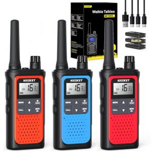 Talkie Walkie Longue Portée,NXGKET PMR446 sans Licence Talkie-walkie Professionnel,Rechargeable avec Batterie Li-ION Intégrées,16 Canaux Radio avec Lampe De Poche pour Camping (Nxgket-EU, neuf)