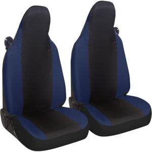 Susy Shop Housses de siège auto compatibles pour Smart fortwo, 450 451 et 453, lot de 2 housses avant, fabriquées en tissu polycoton (noir/bleu foncé) (Susy Shop, neuf)