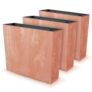 IMJ-Global Lot de 3 pots à fleurs rectangulaires Urbi Square Case Beton Effect en plastique 58 x 18 x 49,8 cm pour intérieur extérieur en terre cuite 44 litres design moderne (IMJ Global, neuf)