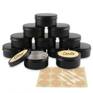 YANCAER 10 Pièces Pots en Aluminium Noir Mat de 150ml avec Couvercle - D83mm x H38mm Vide Ronde Cosmétiques Pot Conteneurs de Voyage pour Maquillage, Crème, Baume à Lèvres, Mini Bougies (CaYanear, neuf)