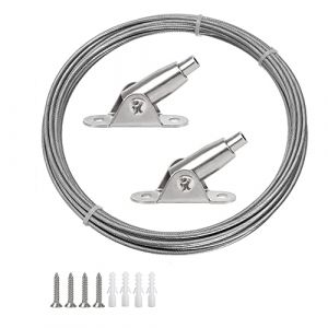 PlCatis Fil Acier Inoxydable 2mm*5Mètre Cable Acier Tringle Rideaux Épreuve de Rouille Revêtu de Plastique Fil Suspension Metal Pour Suspendre les Plantes d'escalade Contiennent Jusqu'à 30 kg (MYaoYB, neuf)