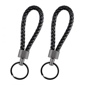 JurciCat 2 Pi&egrave;ces Porte Cl&eacute; Voiture - Porte Clef Cuir Noir (JurciCat, neuf)