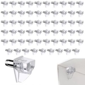 Lot De 60 Taquets D&rsquo;&Eacute;tag&egrave;re 5 mm En Plastique Transparent Avec Tiges M&eacute;talliques Robustes Pour Meubles De Cuisine Livres Biblioth&egrave;ques Armoires Et Supports D&rsquo;&Eacute;tag&egrave;res (hny1122, neuf)