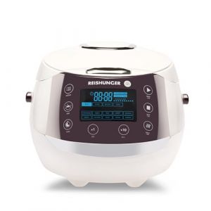 REISHUNGER Cuiseur &agrave; riz (rice cooker) & cuiseur vapeur num&eacute;rique blanc avec avec bol en c&eacute;ramique & - 12 programmes, technologie 7 phases, 1.5 l jusqu'&agrave; 8 personnes - Robot cuiseur (Reishunger, neuf)