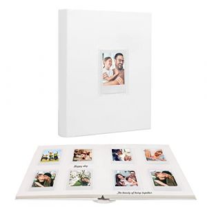 Album photo Polaroid à 128 pochettes avec espace d'écriture, fenêtre avant, 7,6 cm, compatible avec Fujifilm Instax Mini 12 11 9 8 7s 90 40, Polaroid 300, HP Sprocket, K-pop Photocards (Blanc) (Ruibtree-FR, neuf)